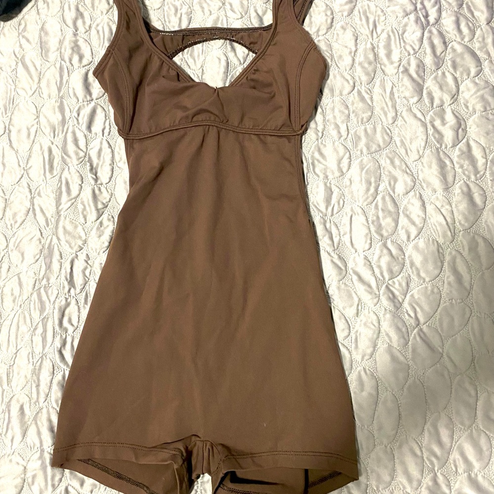 Barely worn chocolate brown tank biketard. Size small